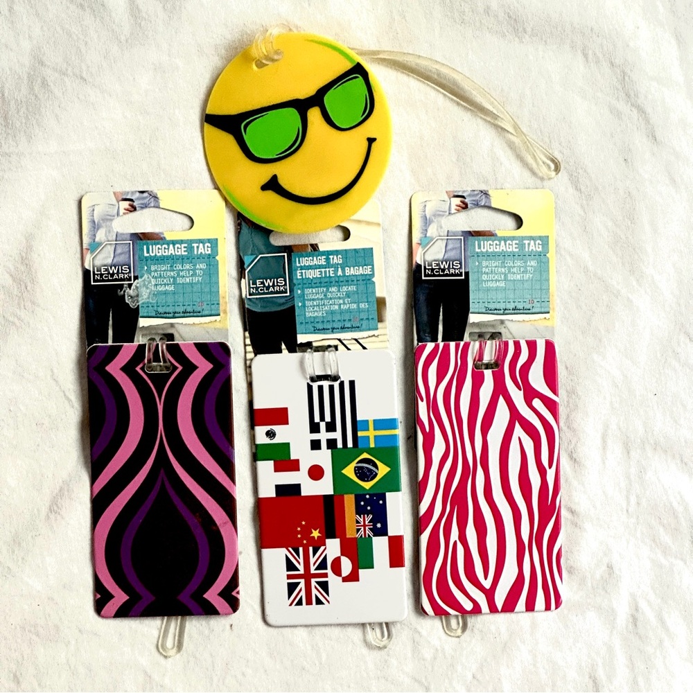 Vibrant Luggage Tag Set of 4 - Purple, White, Pink